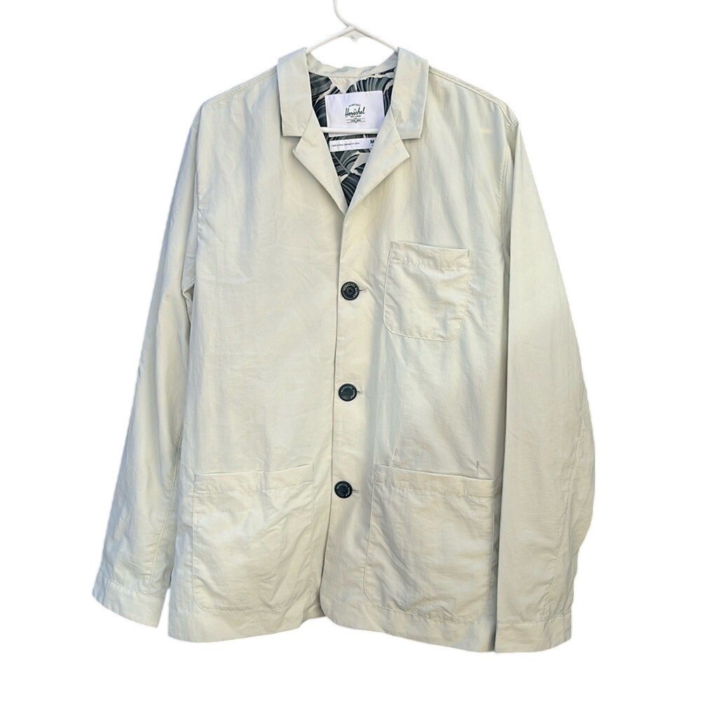 Herschel Supply Co Men's Nylon Button Down Jacket M Beige Gorpcore Lightweight M